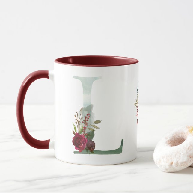 Mug Boho Floral Monogram L Café (Avec donut)