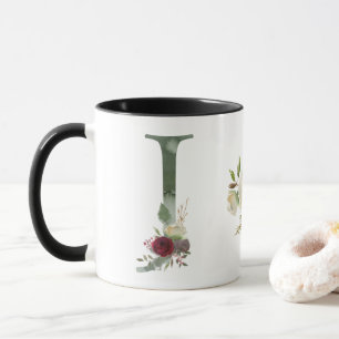 Mug Boho Floral Monogramme J Café