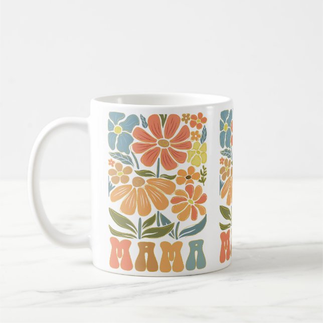 Mug Boho Floral Pastel MAMA Cadeau (Gauche)