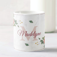 Boho Floral Rose géométrique Nom du monogramme per