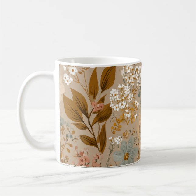 Mug Boho Folk Autumn Cozy Flowers Neutral Floral (Gauche)