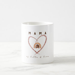 Mug Boho Mama Texte avec plumes de lune et noms des en