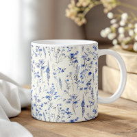 Boho Navy Fleurs sauvages d'aquarelle bleu