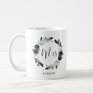 Mug Boho Navy Peony Floral Wreath   Mme