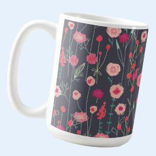 Mug Boho noir rose floral