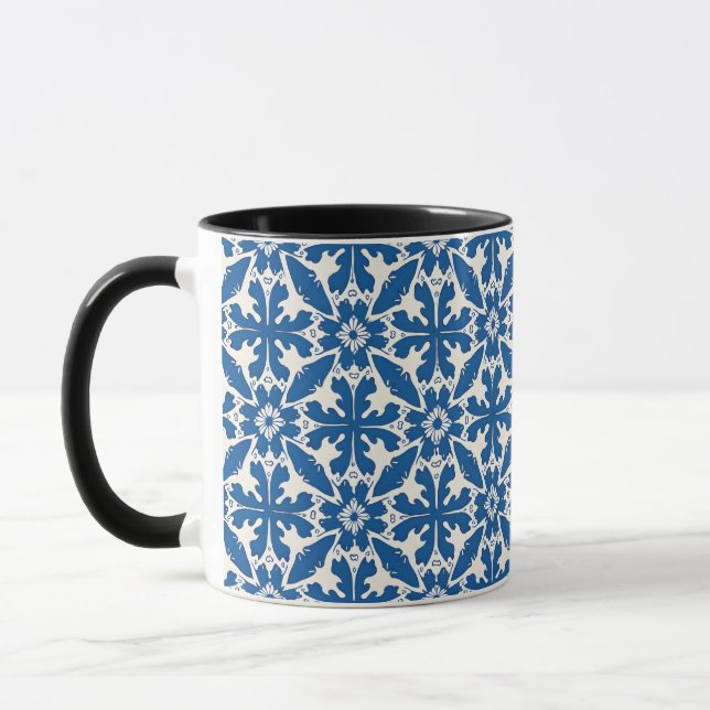 Mug Boho Pattern in Blue – Elegant & Bold (Gauche)