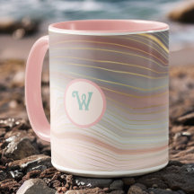 Boho Peachy Pink et Aqua Gold Strata avec initial