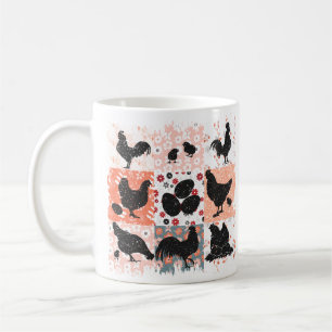 Mug Boho Poulets Cottagecore esthétique rétro Floral