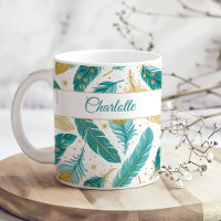 Boho Turquoise et or Feathers Nom du script