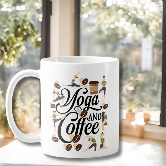 Mug Boho Typographie Abstraite Yoga Pose et (Créateur téléchargé)