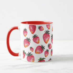 Mug Boho Vintage de fraise rouge peint à la main Saint