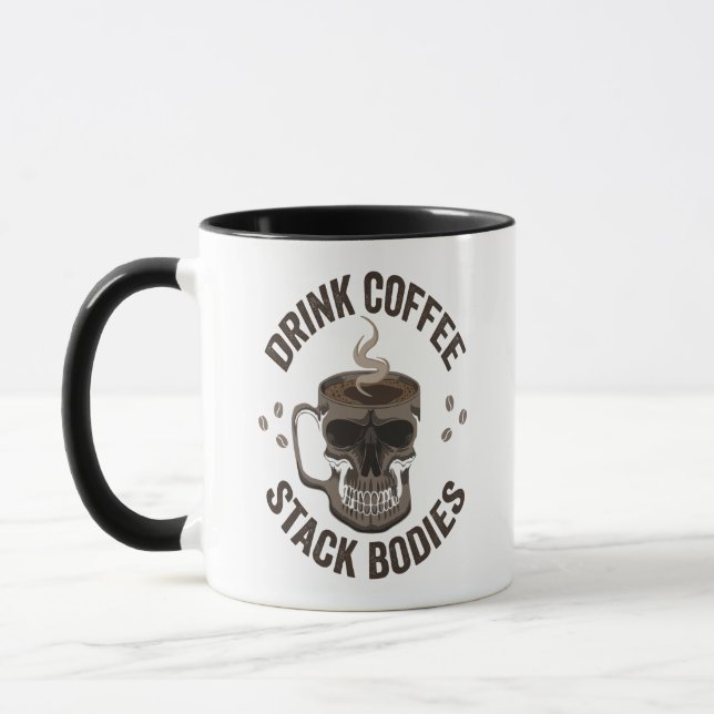Mug Boire Café Stack Bodies Éffrayant Caféine Crâne (Gauche)