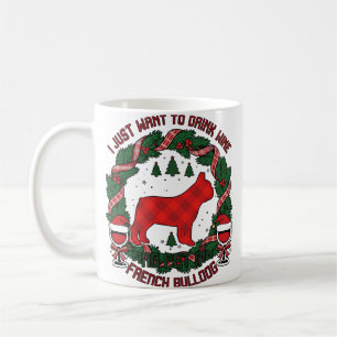 Mug Boire du vin Bouledogue français Chien Plaid rouge