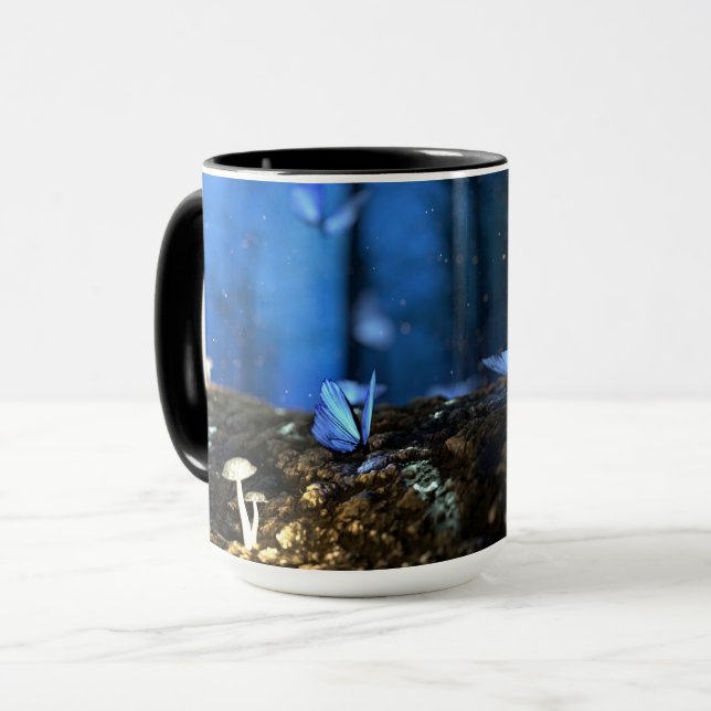 Mug Bois fée magique avec papillons et champignons (Devant gauche)
