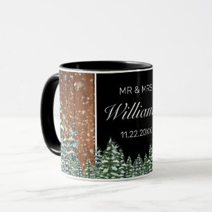 Mug Bois neigeux & Forêt Pin Noir Mariage M. Mme