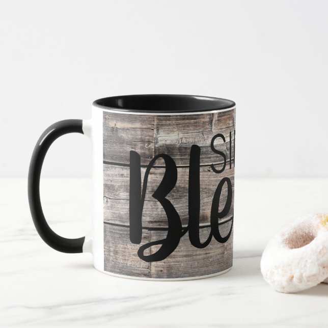 Mug bois rustique SIMPLEMENT BÉNÉFICIÉ | (Avec donut)