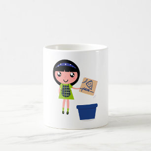 Mug Boîte à pizza Recycling Girl Amusante Éco-Friendly