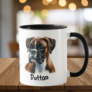 Mug Boîte aquarelle Boxer Brun Personnaliser