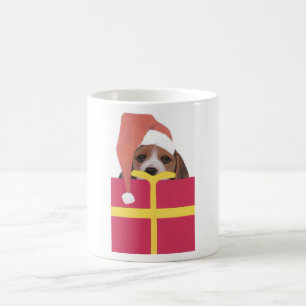 Mug Boîte-cadeau de casquette de Père Noël de beagl