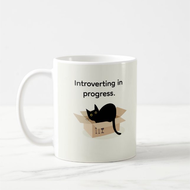 Mug Boîte de chat en noir minimaliste introduit person (Gauche)