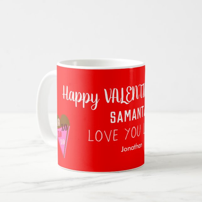 Mug Boîte de coeur de la fraise de chocolat Valentine (Devant gauche)