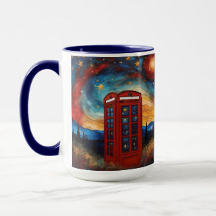 Mug Boîte téléphonique rouge vintage la nuit étoilée c