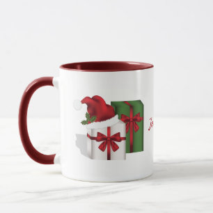 Mug Boîtes Cadeaux Blanches Et Vertes Avec Un Nom Pers