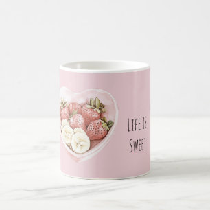 Mug Bol rose de fruits : fraises et bananes