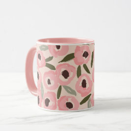 Mug Bold Inky Floral Pattern | Hand-Drawn Botanical