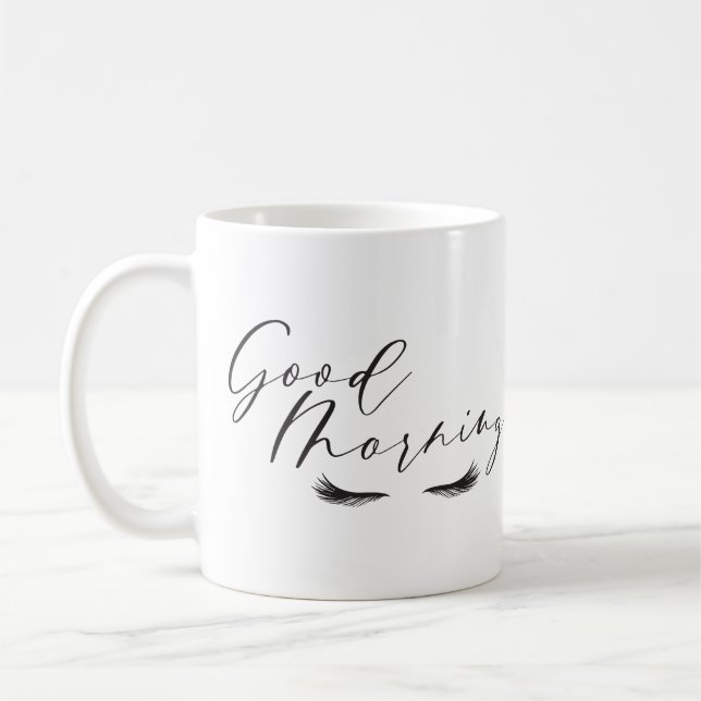 Mug Bon Matin Script Beauté Oeil Lashes (Gauche)