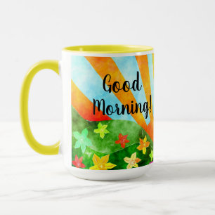 Mug Bon Matin soleil et fleurs joyeux