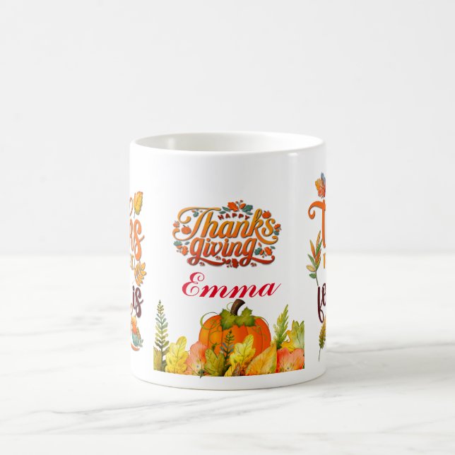 Mug Bon thanksgiving Citrouille Feuille Automne (Centre)