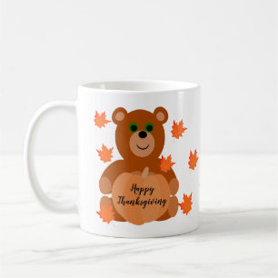Mug Bon thanksgiving de de l'ours en peluche Citrouil