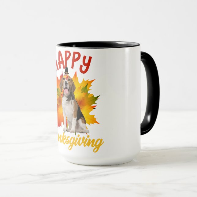 Mug Bon thanksgiving Turquie Beagle Amoureux des chien (Devant droit)