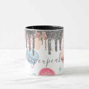 Mug Bonbons Sucrés Dégoulinants de Paillettes Argentée