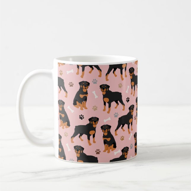 Mug Bones de chien et pattes de caféine Rottweiler (Gauche)