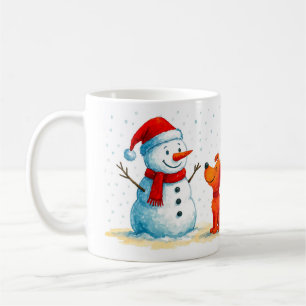 Mug Bonhomme de neige drôle et chien d'hiver