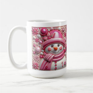 Mug Bonhomme de neige rose 3D pour Noël