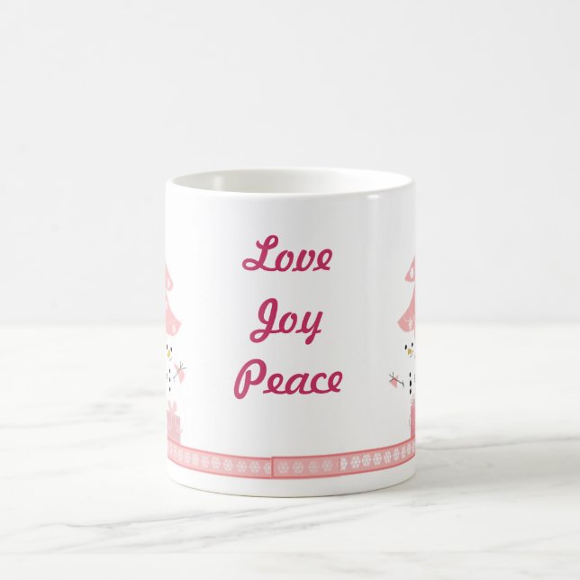 Mug Bonhommes de neige près d'un sapin de Noël rose (Centre)