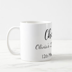 Mug Bonjour 21e anniversaire ajouter nom date simple m