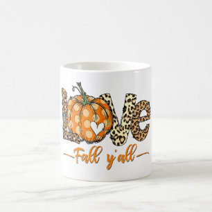 Mug Bonjour Automne Amour Citrouille Automne Y'All Leo