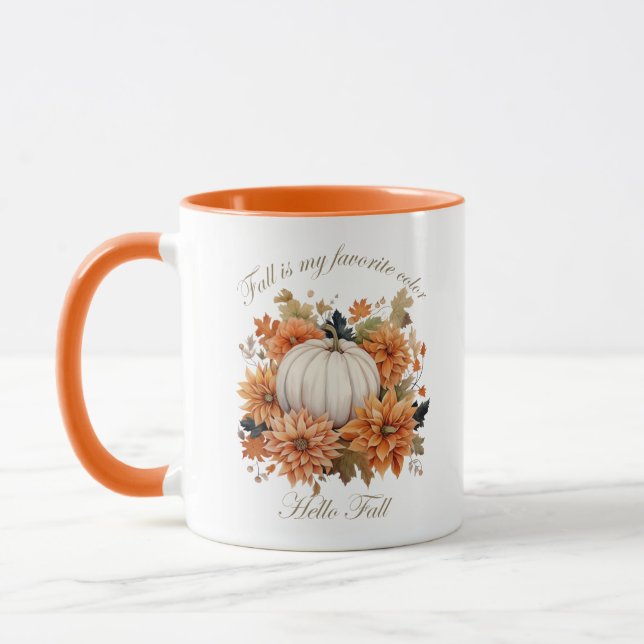 Mug Bonjour Automne aquarelle fleur sauvage feuilles d (Gauche)