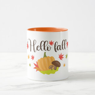 Mug Bonjour Automne Citrouille et Champignons Automne