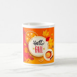 Mug Bonjour automne Feuilles d'automne et Citrouille t