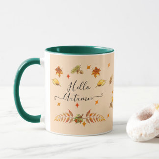 Mug Bonjour automne Feuilles et pins