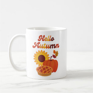 Mug Bonjour Automne Sunflower Pie Citrouille Thanksgiv