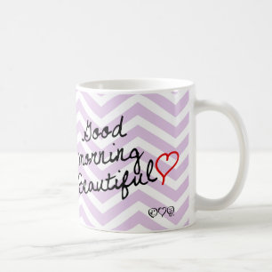 Mug Bonjour beau ! Motif pourpre de Chevron