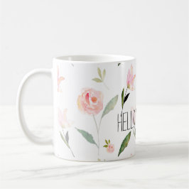 Mug Bonjour belle aquarelle florale