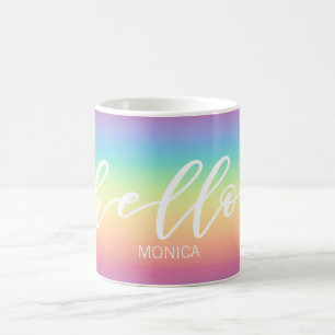 Mug Bonjour chic d'Ombre d'arc-en-ciel en pastel