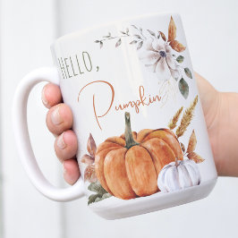 Mug Bonjour Citrouille Rustique Automne aquarelle